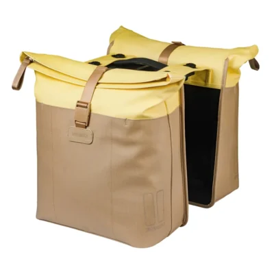 Dubbele fietstas Basil Vive MIK 28-35L 14 x 30 x 38 cm - zand/geel