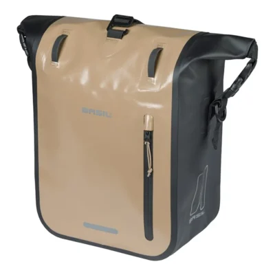 Enkele fietstas Basil Rivo M  tarpaulin MIK 12-15L 14 x 25 x 38 cm - zand/zwart