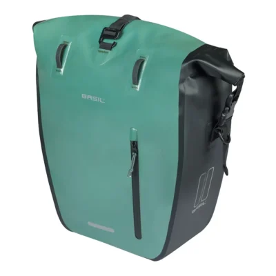 Enkele fietstas Basil Rivo L tarppaulin MIK 25-31L 14 x 28 x 43 cm - groen/zwart