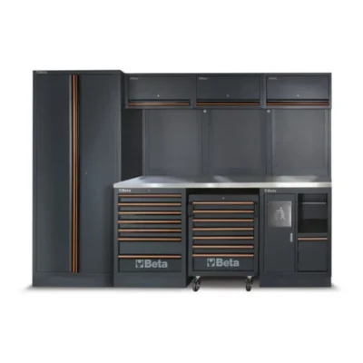 Werkplaatsinrichting Beta Tools C45PRO 2.0 X (RVS gecoat MDF werkblad) inclusief gratis 268-delige gereedschapsset