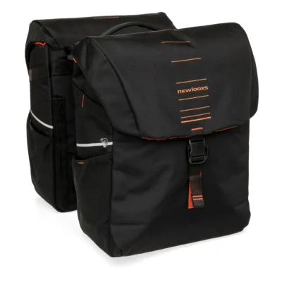 Dubbele fietstas New Looxs Vigo Double MIK 2.0 - 40 liter - 30 x 19 x 40 cm (2x) - Black-Orange
