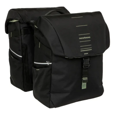 Dubbele fietstas New Looxs Vigo Double RackTime 2.0 - 40 liter - 30 x 19 x 40 cm (2x) - Black-Green