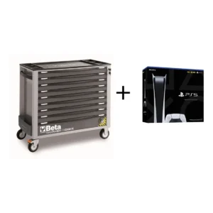 Beta Worker gereedschapswagen (grijs) met 9 laden en 716 delig assortiment, inclusief gratis Playstation 5