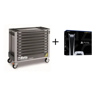 Beta Worker gereedschapswagen (grijs) met 9 laden en 716 delig assortiment, inclusief gratis Playstation 5