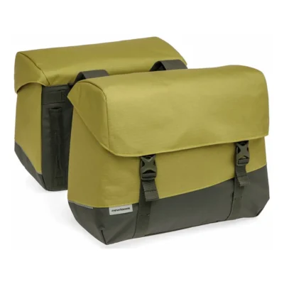 Dubbele fietstas New Looxs Joli 37 liter 38 x 18 x 29 cm (2x) - olijf/geel