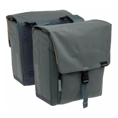 Dubbele fietstas New Looxs Tulum 32 liter 35 x 17 x 37 cm (2x) - grijs/groen