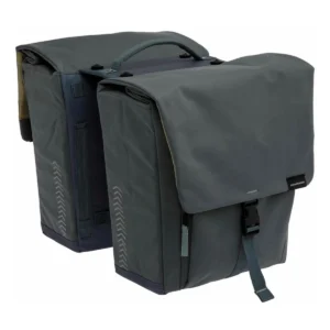 Dubbele fietstas New Looxs Tulum MIK 32 liter 35 x 17 x 37 cm - grijs/groen