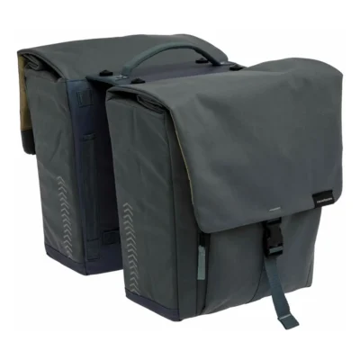 Dubbele fietstas New Looxs Tulum MIK 32 liter 35 x 17 x 37 cm - grijs/groen