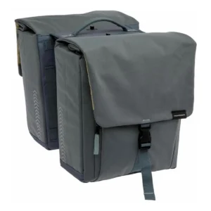 Dubbele fietstas New Looxs Tulum 32 liter 35 x 17 x 37 cm (2x) - grijs/groen afneembaar