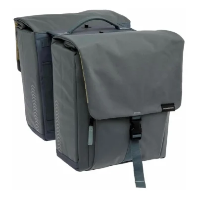 Dubbele fietstas New Looxs Tulum 32 liter 35 x 17 x 37 cm (2x) - grijs/groen afneembaar