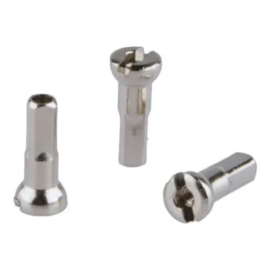 Spaaknippel Alpina 14G - ø9mm / M2.3 / 14mm lang - messing nikkel (144 stuks)