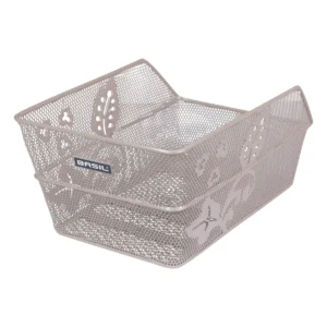 Fietsmand Basil Cento Flower achtermand 24 x 38,5 x 11 cm - nude metallic
