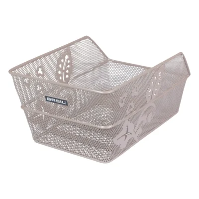 Fietsmand Basil Cento Flower achtermand 24 x 38,5 x 11 cm - nude metallic