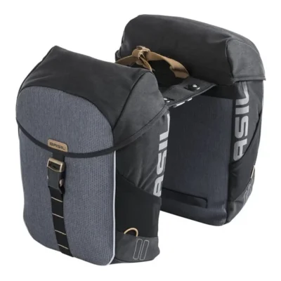 Dubbele fietstas Basil Miles MIK 34 liter 13 x 26 x 35 cm - zwart/grijs