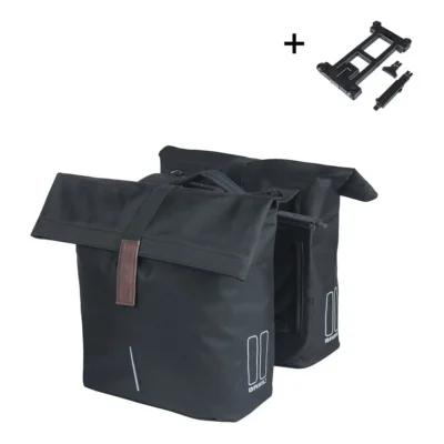 Dubbele fietstas Basil City MIK 28-32 liter - zwart