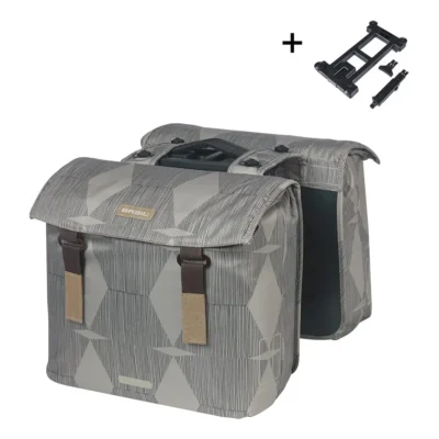 Dubbele Fietstas Basil Elegance MIK 40 - 49 liter - Chateau Taupe