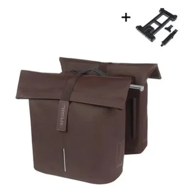 Dubbele fietstas Basil City MIK 28-32 liter - roasted brown