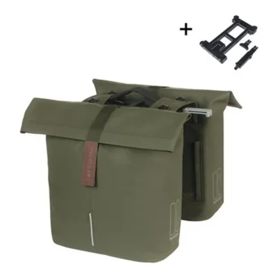 Dubbele Fietstas Basil City MIK 28 - 32 liter - Moss Green