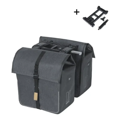 Dubbele fietstas Basil Urban Dry MIK 50 liter - charcoal