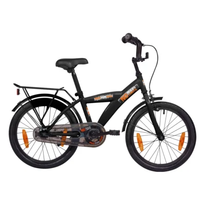 Kinderfiets Bikefun No Rules No Limit 18 inch met Remnaaf - Mat Zwart