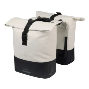 Dubbele fietstas Basil Cove MIK 28-32L 14 x 29 x 36 cm - wit/zwart