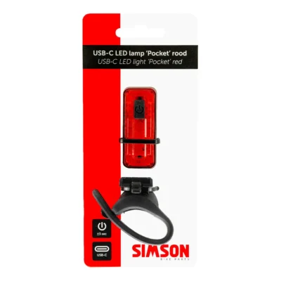 Achterlicht Simson USB-C LED lamp pocket - rood